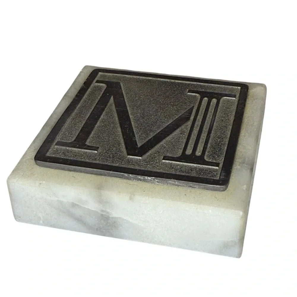 vintage solid marble desktop paperweight or coaster